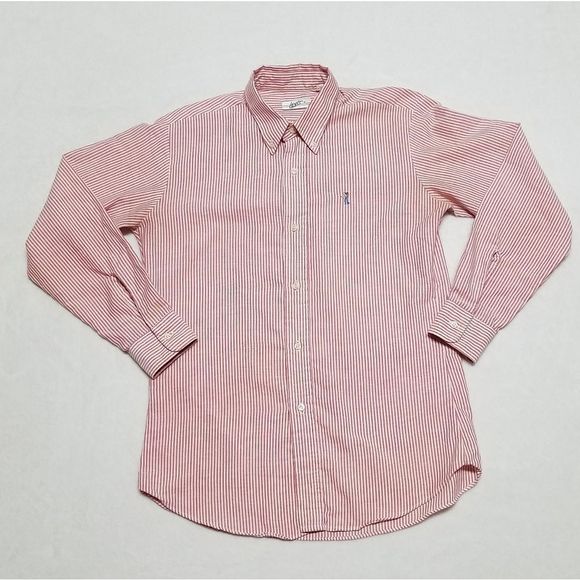 VINTAGE 1970s Levi's Red White Striped Western Button Down Collared Shirt Medium